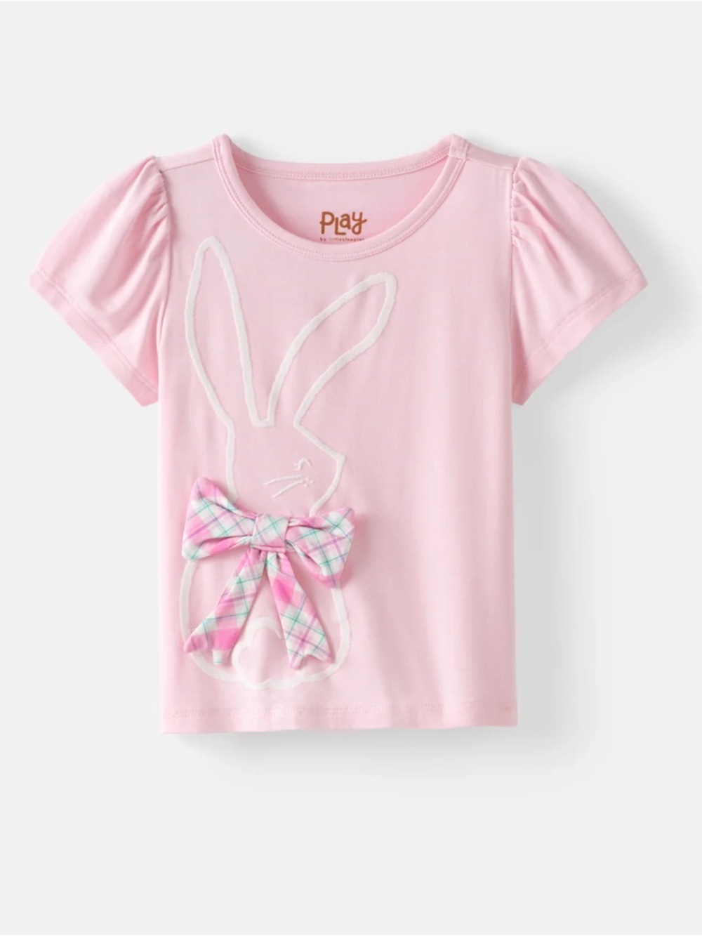 Little Sleepies Pink Bunny Tee with Plaid Bow